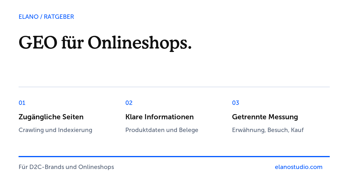 Drei Grundlagen: zugängliche Seiten, klare Informationen und getrennte Messung.