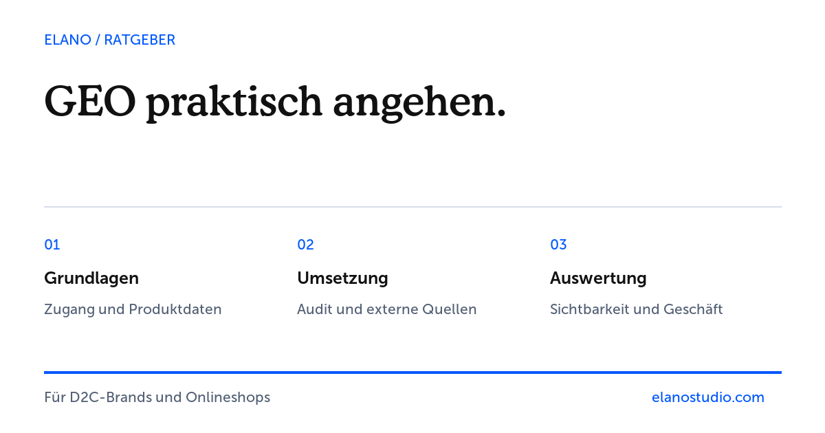 GEO-Arbeit für Onlineshops: Grundlagen, Umsetzung und Auswertung.